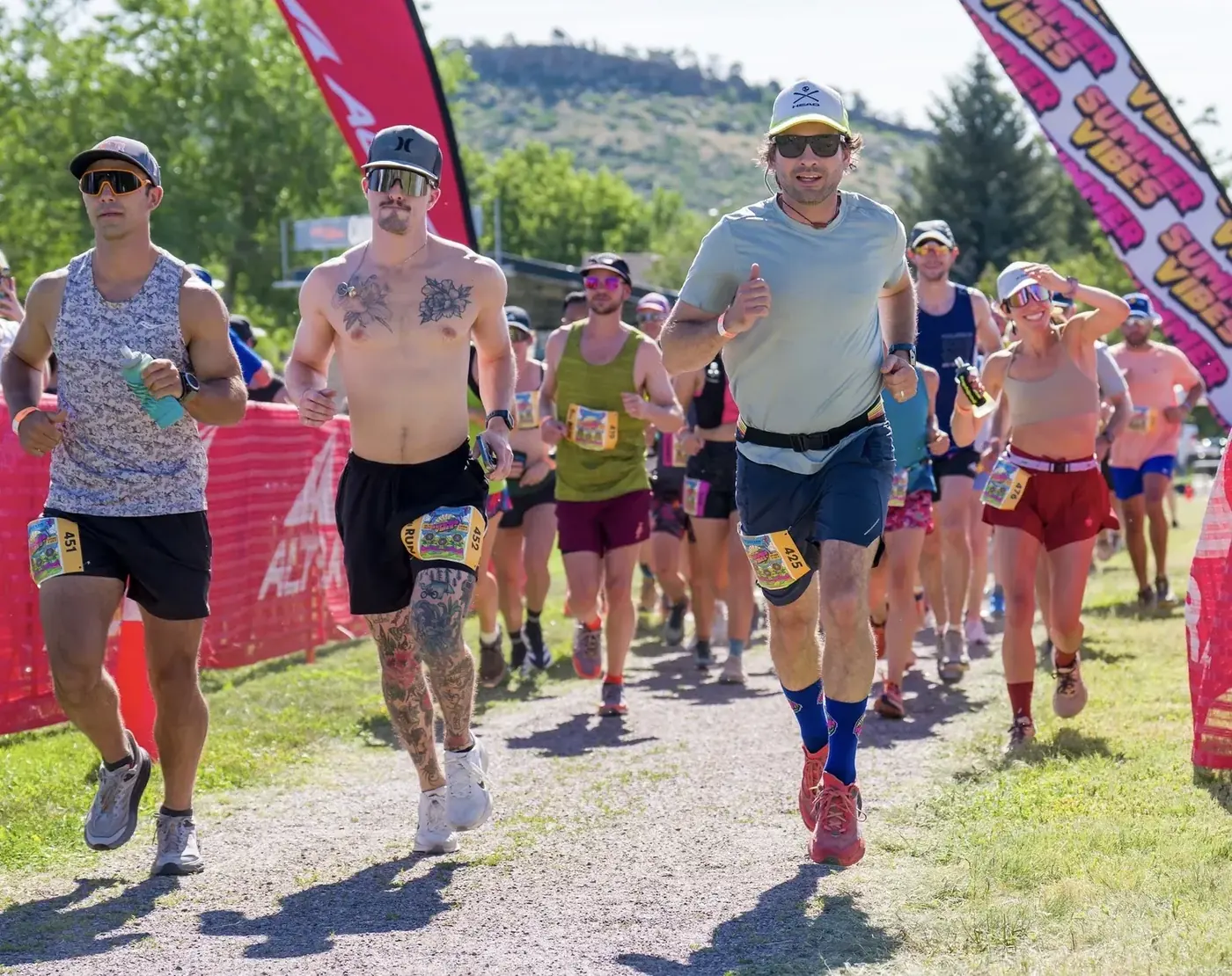 Runners pouring out of the 5 mile start